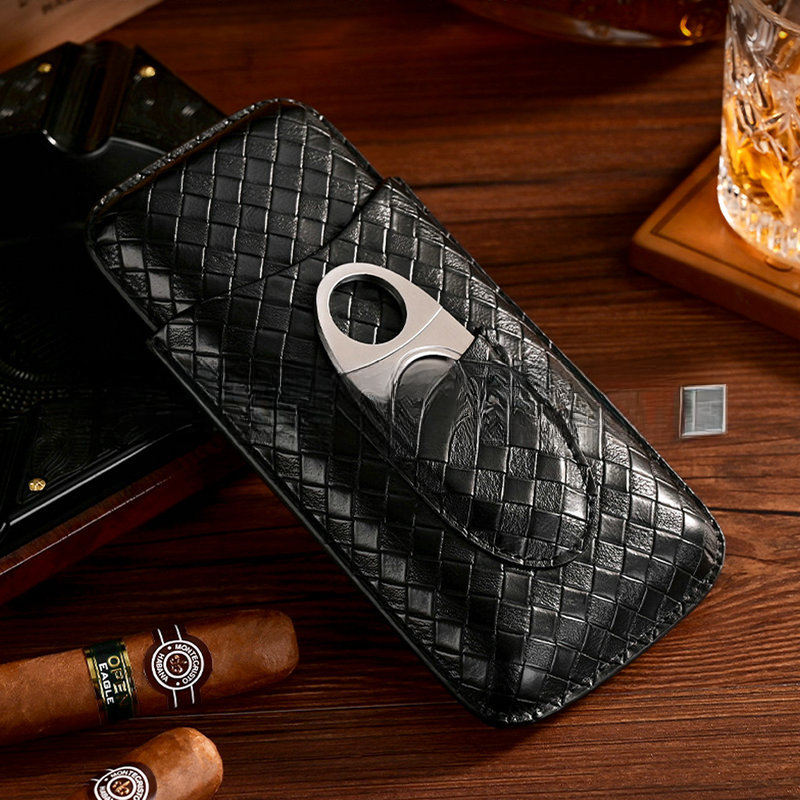 Travel Accessories Gift Set - 3 Pcs Leather Cigar Case Gift