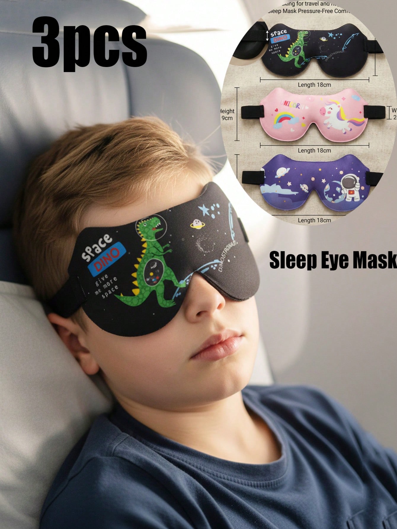 Eye Mask Sleep Travel - 3Pcs Kids Adults 3D Stereo Sleep