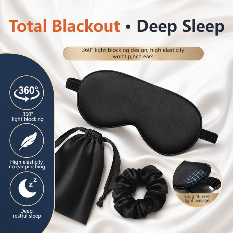 Eye Mask Sleep Travel - Silk Eye Mask 3Pcs Set Light