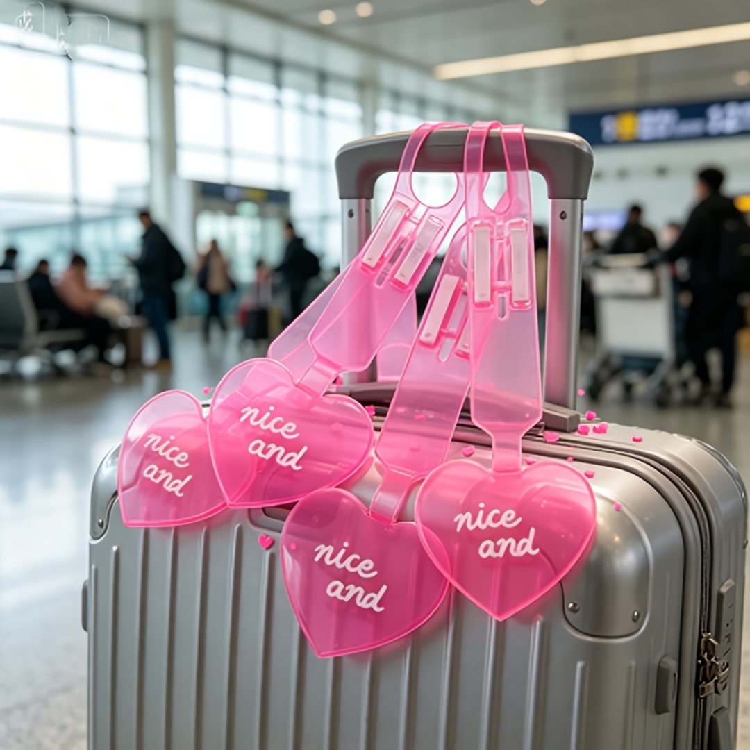 Travel Accessories International - 4pcs Fluorescent Heart Luggage Tags, 4