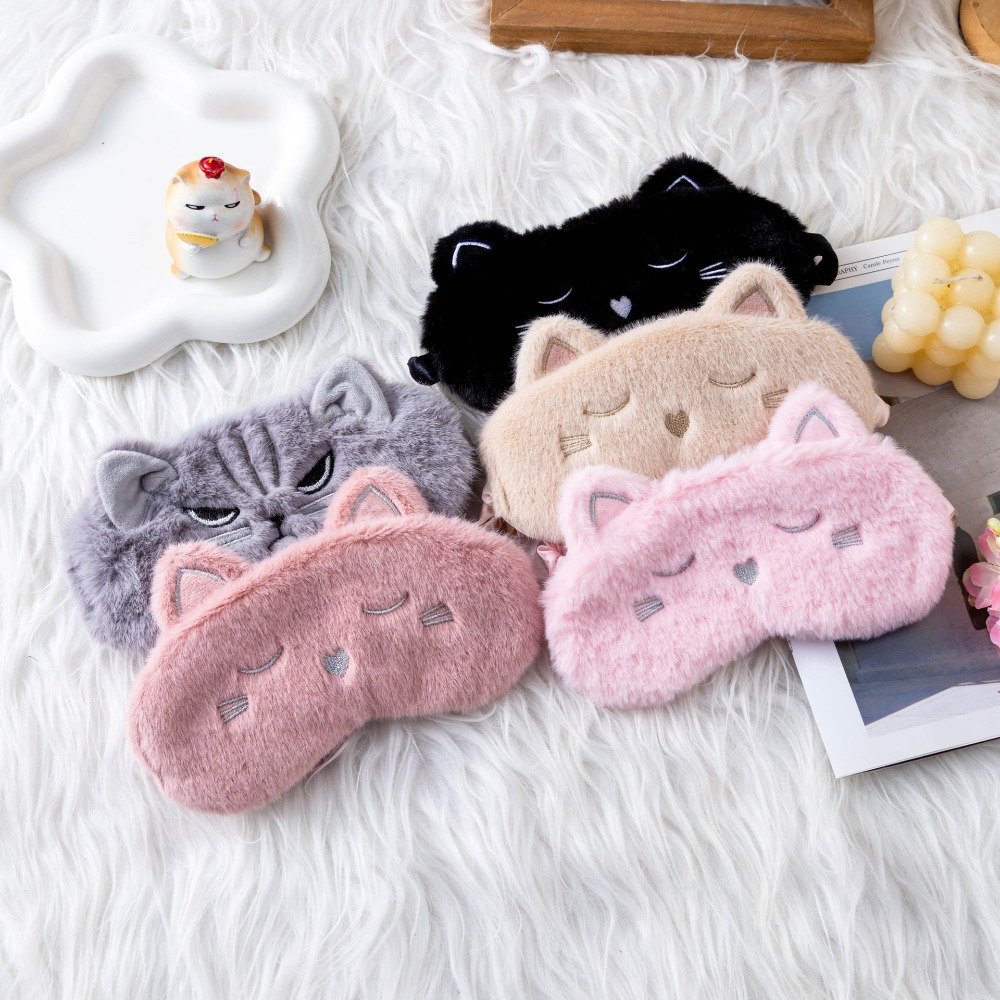 Eye Mask Sleep Travel - Ins Cute Cat Plush Sleep Mask