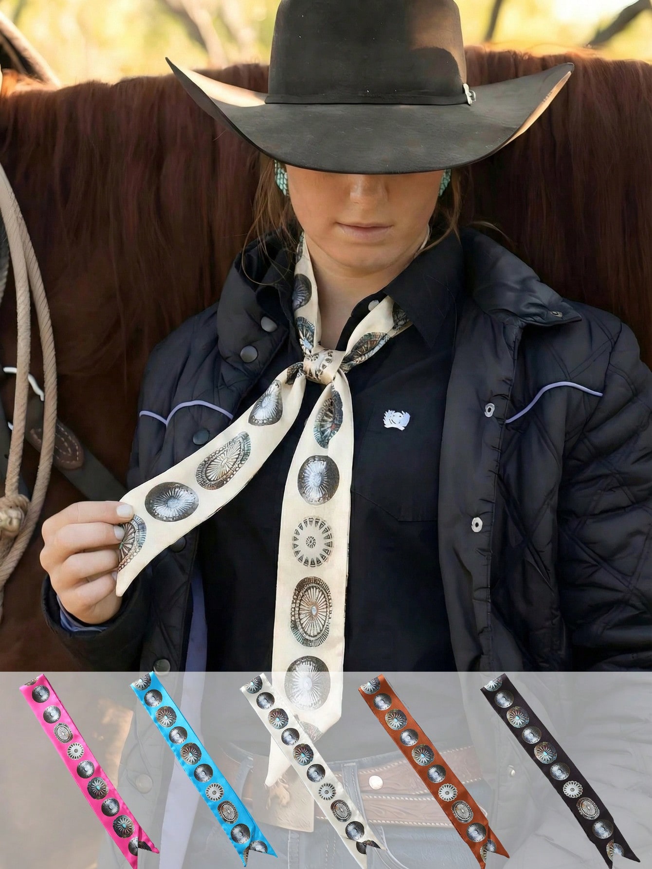 Travel Accessories For Women - 1pc Western Style Cowgirl Scarf/Sash, Versatile