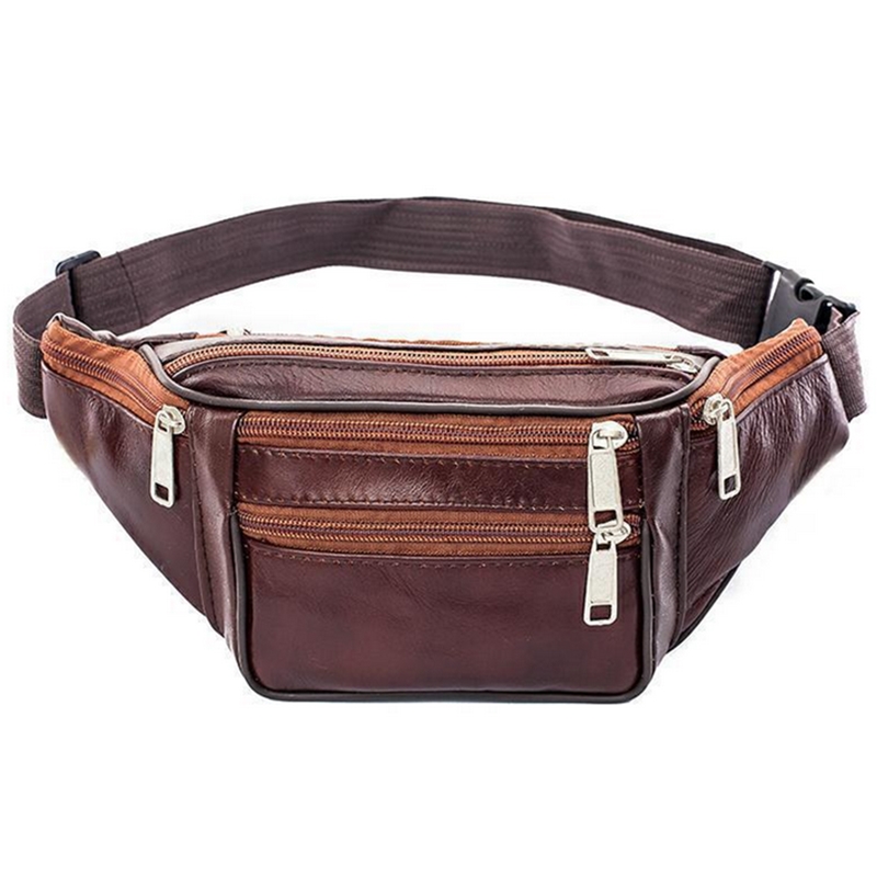 Money Belt Hidden - Leather Men Waist Chest Bag Thin