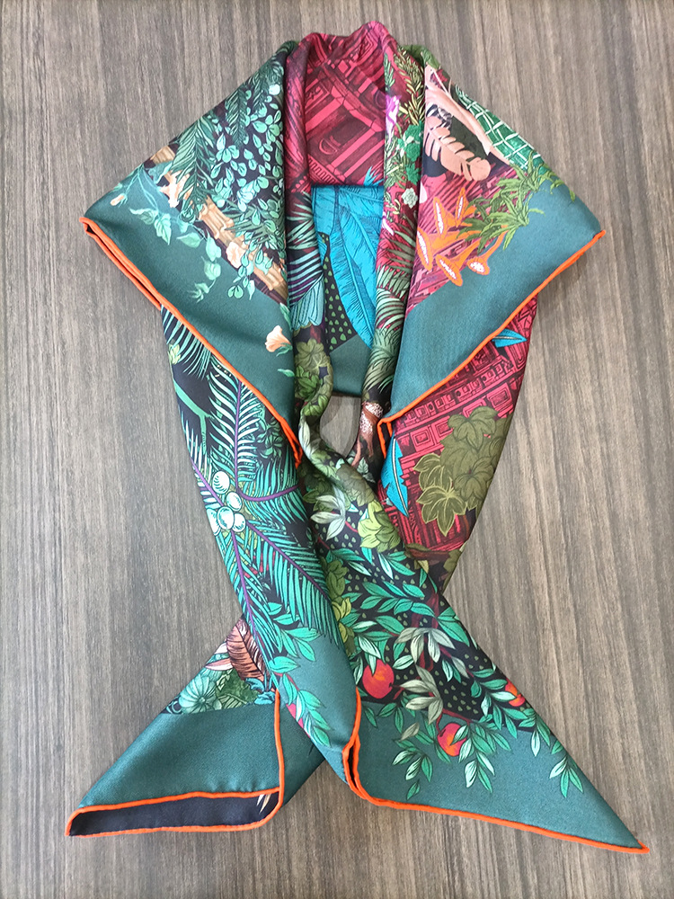 Silk Scarf 90CM Women Hand Rol - Travel Hair Accessories review and price