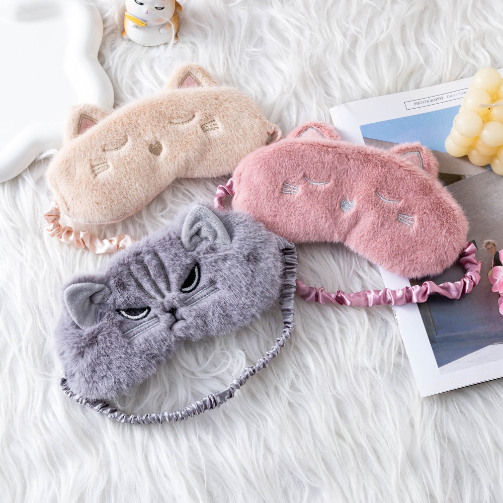Ins Cute Cat Plush Sleep Mask  - Eye Mask Sleep Travel review and price