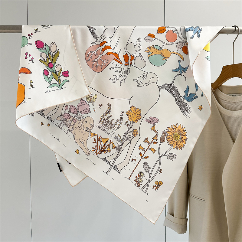 AB Faced Print Silk Scarf 18MM - Travel Hair Accessories review and price