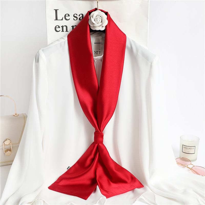 Red Solid Color Long Silk Scar - Travel Hair Accessories review and price